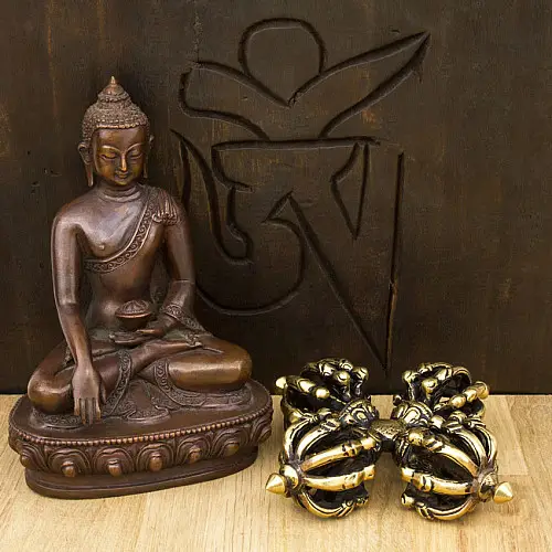 Двойной скрещенный ваджр (дордже) HandiCraft Бронза Девять спиц 11 см (25976)