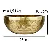 Тибетская поющая чаша Singing bowl Мантры Мани и пламя Холодная ковка 23/23/10,5 см Бронзовый (27413)