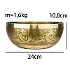 Тибетская поющая чаша Singing bowl Мантра и пламя снаружи Раковина внутри Холодная ковка 24/24/10,8 см Бронзовый (27414)