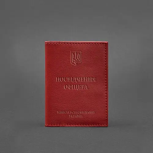 Кожаная обложка для удостоверения офицера 9.0 красная BlankNote