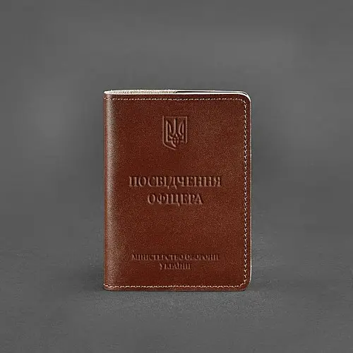 Кожаная обложка для удостоверения офицера 9.0 светло-коричневая BlankNote