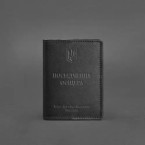 Кожаная обложка для удостоверения офицера 9.0 Черная BlankNote
