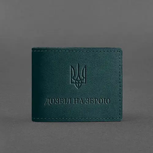 Кожаная обложка для разрешения на оружие зеленая BlankNote