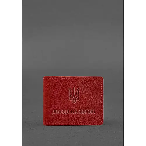 Кожаная обложка для разрешения на оружие красная BlankNote