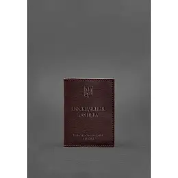 Кожаная обложка для удостоверения офицера 9.0 бордовая BlankNote