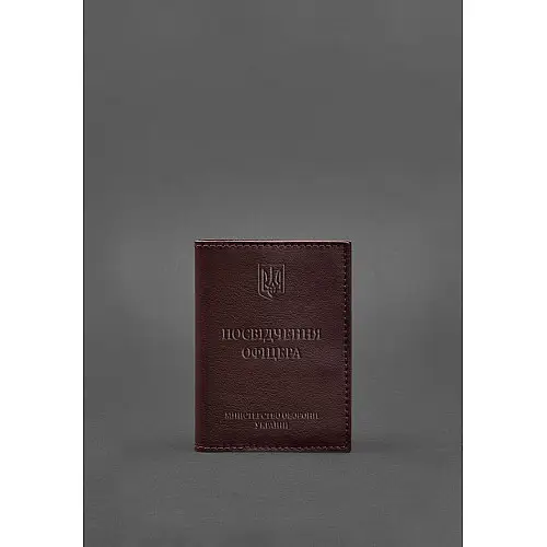 Кожаная обложка для удостоверения офицера 9.0 бордовая BlankNote