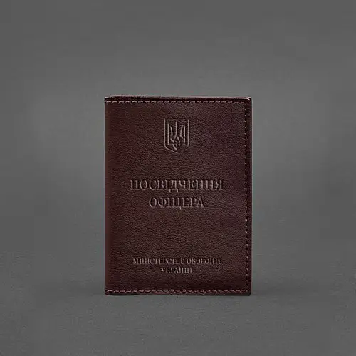 Кожаная обложка для удостоверения офицера 9.0 бордовая BlankNote