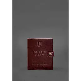 Кожаная обложка-портмоне для удостоверения офицера 11.0 бордовая BlankNote