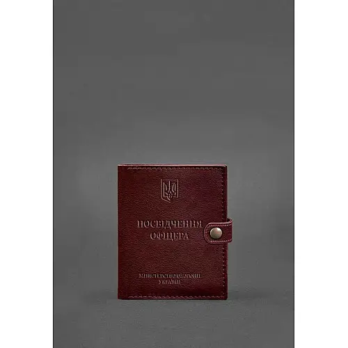 Кожаная обложка-портмоне для удостоверения офицера 11.0 бордовая BlankNote