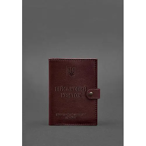 Шкіряна обкладинка-портмоне для військового квитка 15.0 зелена BlankNote
