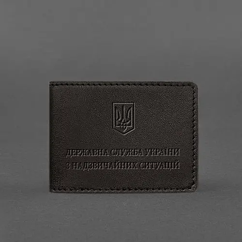 Кожаная обложка на удостоверение Государственной службы Украины по чрезвычайным ситуациям (ГСЧС) темно-коричневая BlankNote