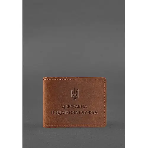 Кожаная обложка на удостоверение Государственной налоговой службы светло-коричневая Crazy Horse BlankNote