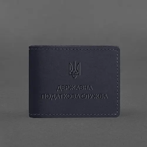 Кожаная обложка на удостоверение Государственной налоговой службы темно-синяя Crazy Horse BlankNote