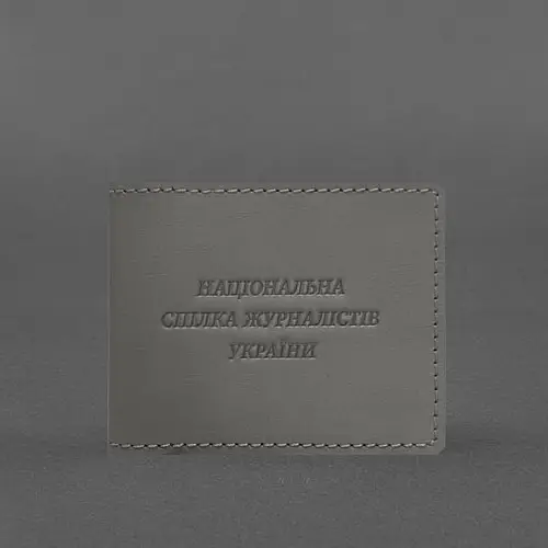 Кожаная обложка для удостоверения журналиста Серая BlankNote