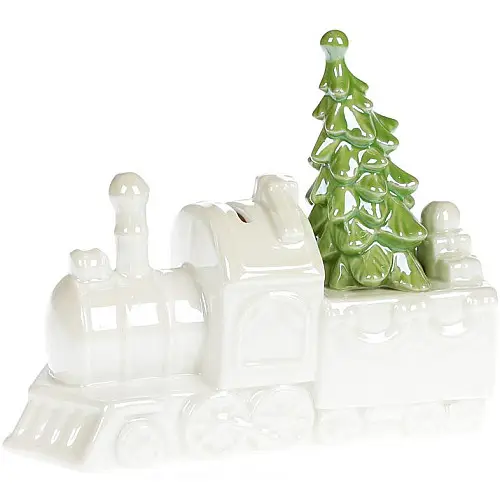 Скарбничка Паровоз ceramic 20х17 см білий перламутр Bona DP43139