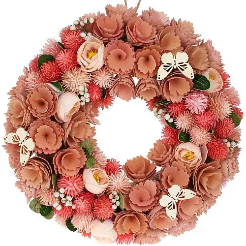 Декоративний вінок підвісний Peach Flowers Ø34cm Bona DP118234