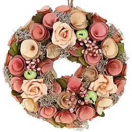 Декоративний вінок підвісний Peach Roses Ø24cm Bona DP118242