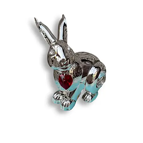 Статуетка Crystocraft Кролик Хрустальне серце зі стразами Swarovski 6х6 см Silver (AL186564)