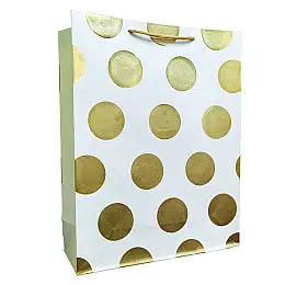 Подарочный пакет A-Toys 5425L в горошек 31х40х12 см Белый