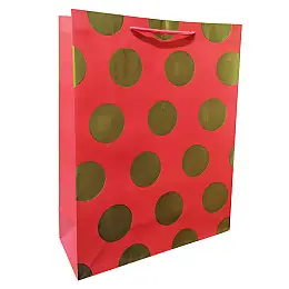 Подарочный пакет A-Toys 5425L в горошек 31х40х12 см Красный