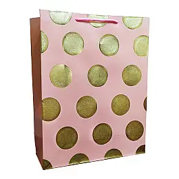 Подарочный пакет A-Toys 5425L в горошек 31х40х12 см Розовый