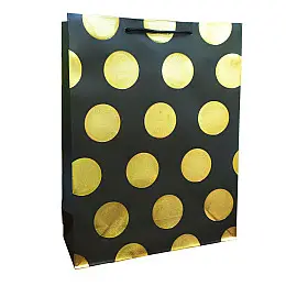 Подарочный пакет A-Toys 5425L в горошек 31х40х12 см Черный