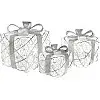 Декоративная композиция - 3 коробки 15х20см, 20х25см, 25х30см с LED-подсветкой, белый с серебром BonaDi DP69599