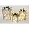 Набір декоративних подарунків - 3 коробки 15х20см, 20х25см, 25х30см з LED-підсвіткою, білий з бежевими бантами BonaDi