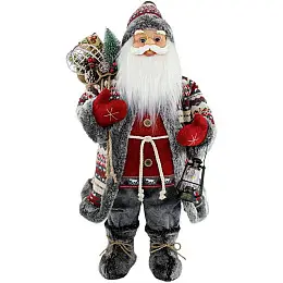 Новогодняя фигурка Санта с фонариком 60см красный с серым BonaDi DP73695