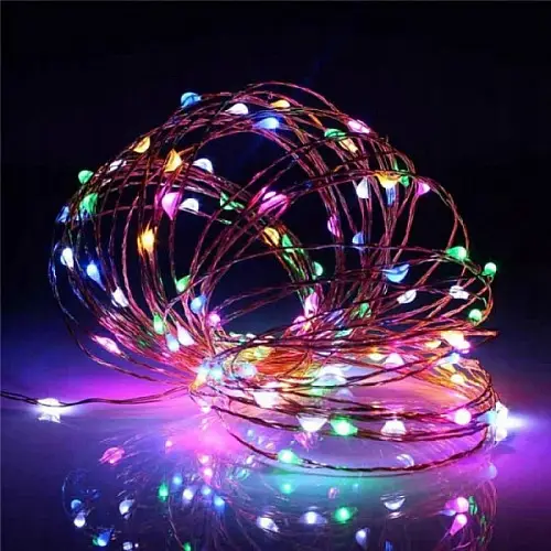 Гірлянда світлодіодна Mine роса на батарейках 10 м, 100 LED Мультиколор (hub_4b92nd/125401)