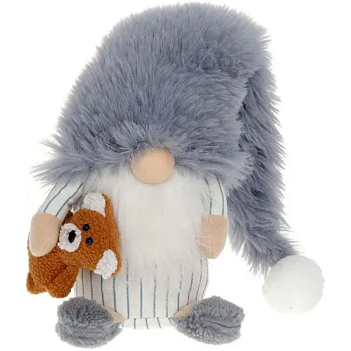 Декоративная игрушка Гномик с Медведем 58 см серого цвета BonaDi DP219331