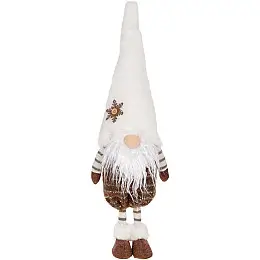 Декоративная игрушка Гномик 17х14х59см белый с коричневым  DP219357