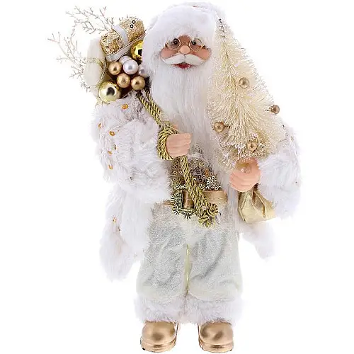 Декоративный Santa в серебристо-белом цвете с елкой и подарками BonaDi 30см DP219429