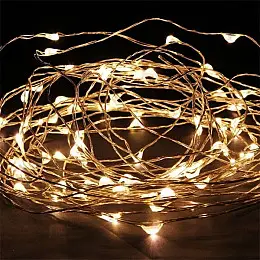 Гнучкий мідний гірлянда на батарейках LED DL 1000-ZABI-2 20 РОСА крапля з пробкою 2 м Теплий-білий (844739)