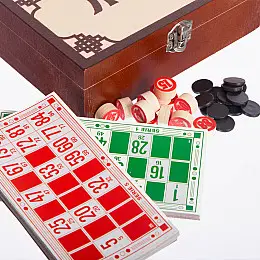 Лото настольная игра в деревянной коробке SP-Sport W9902 Бордовый