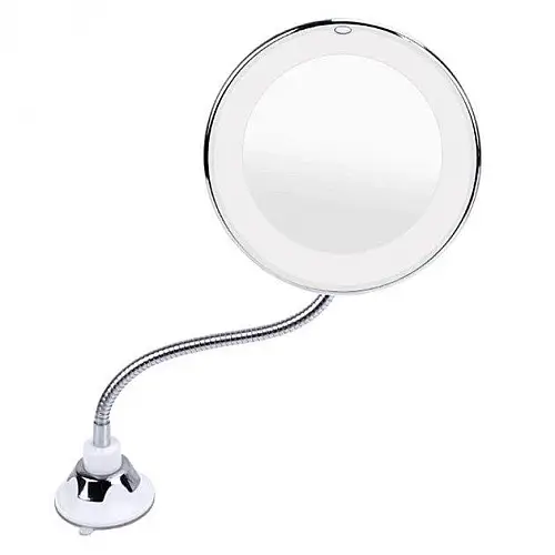 Зеркало на присоске с LED подсветкой круглое Flexible White (10672-hbr)