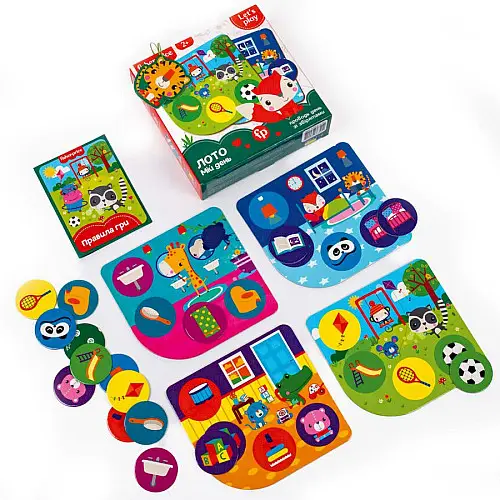 Гра настільна "Fisher Price. Лото. Мій день" Vladi Toys VT2910-02, 4 гральні поля