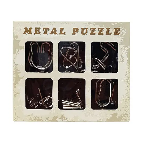 Набор головоломок металлических "Metal Puzzle" Bambi 2116 6 штук в наборе Серый