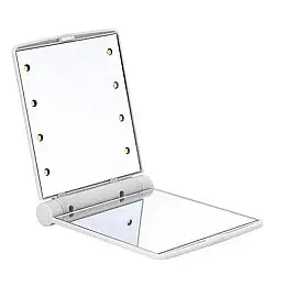 Карманное зеркало складное с LED подсветкой белое A-PLUS 822