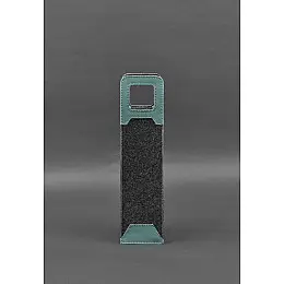 Чехол для вина 1.0 из фетра с кожаными вставками бирюзовый Краст BlankNote
