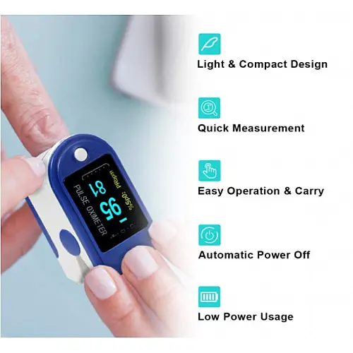 Пульсоксиметр Pulse Oximeter Healer AD807 электронный на палец Синий