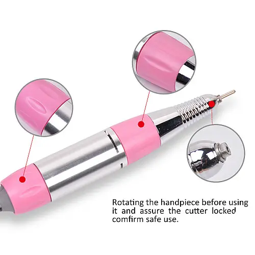 Фрезер-машинка для маникюра и педикюра с педалью Beauty nail 9-1 DM-208 коррекции искусственных ногтей 6 насадок 25 т об/мин Розовая