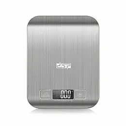 Весы кухонные электронные DSP KD7012 металлические + батарейки 5 кг Серый