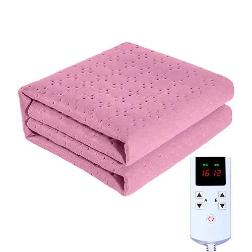Електропростирадло плед ковдра Lesko STT 180*150 см Pink з підігрівом від мережі 220 вольт