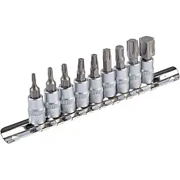 Набір насадок викруток MASTERTOOL CRV 1/4" TORX 9 шт Т10/15/20/27/30/40/45/50/60 (78-1400)