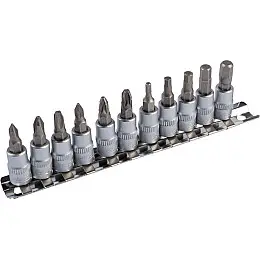 Набір насадок викруток MASTERTOOL CRV 1/4" 11 шт PH1/2/3/PZ1/2/3/H3/4/5/6/7 (78-1401)