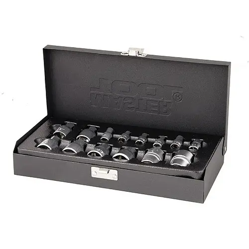 Набір насадок торцевих MASTERTOOL CRV E-TORX 14 шт 1/4"-4/5/6/7/8/10 мм 1/2"-10/11/12/14/16/18/20/22 мм (78-1414)