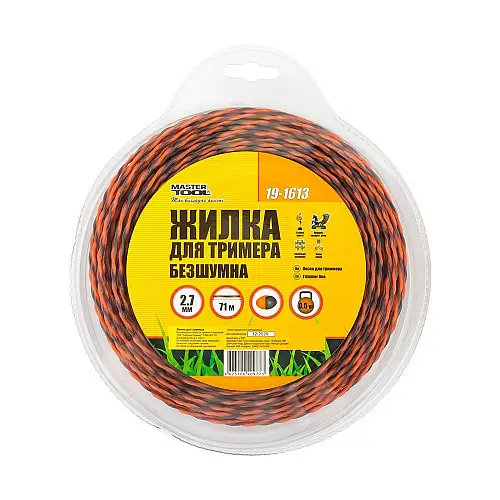 Леска для триммера бесшумная MASTERTOOL SPIRAL 2.70 мм 71 м двухцветная (19-1613)
