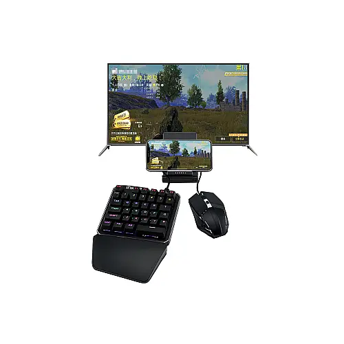 Мобильный игровой адаптер геймпад с клавиатурой мышкой охлаждением SUNROZ P6 Union PUBG Mobile Bluetooth 3 в 1 Черный