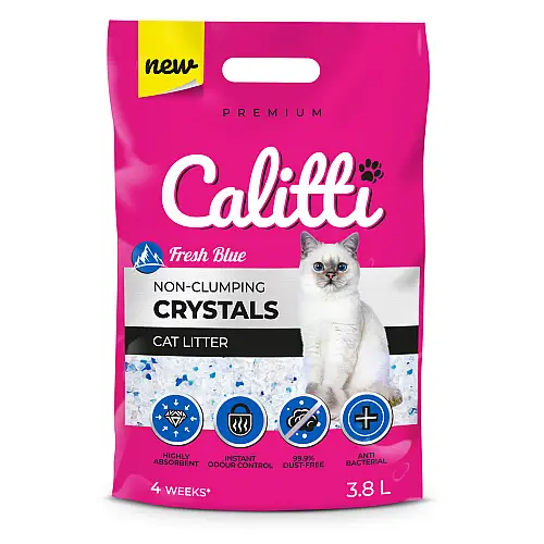 Наполнитель для кошек силикагель Calitti CRYSTALS горная свежесть 3,8 л